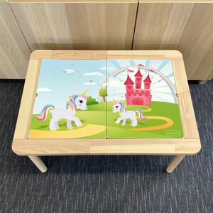 Kids Unicorn Fairytale Table Top STICKER SOLO Compatible con LAS MESAS IKEA Flisat