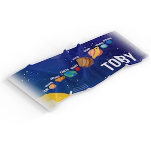 Personalised Children's Planets Microfibre Towel, Cute, Planets, Solar System, Kids  50 x 100cm, Any Name, Colourful, Bath, Beach, Cotton