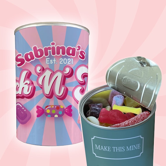Personalised outlet tin can