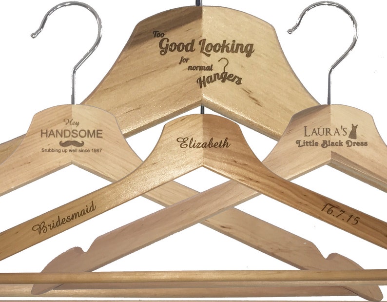 Personalised Engraved Wooden Coat Hangers White / Brown Etsy
