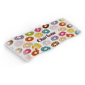 Personalised Children's Donut Microfibre Towel, Cute,Doughnut , 50 x 100cm, Any Name, Colourful, Bath, Beach, Cotton