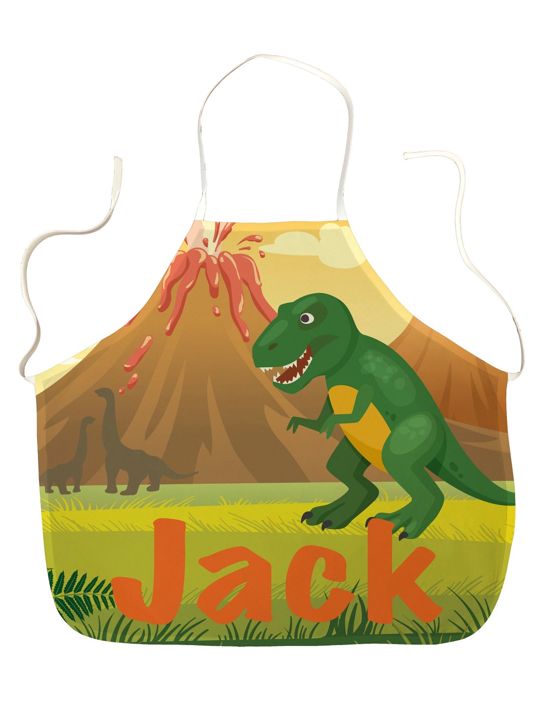 Personalised Children's Dinosaur 2 Toddler's Apron, Any Name, Colourful