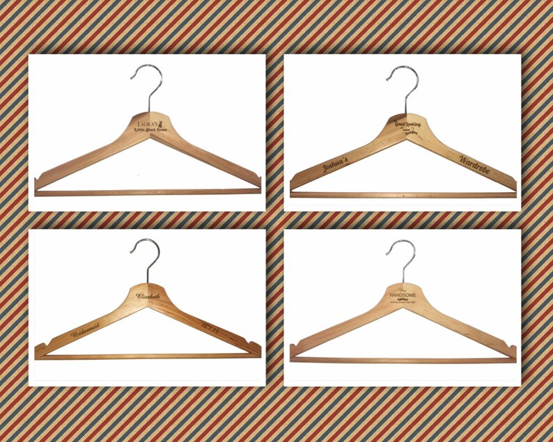 Personalised Engraved Wooden Coat Hangers White / Brown Etsy