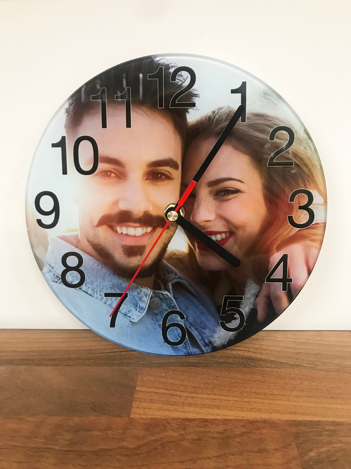 Personalised Toughened Glass Wall Clock Your Photo Logo Image Etsy