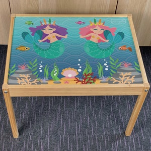 Kids Mermaid Table Top STICKER ONLY Compatible with IKEA Latt Tables - Wipe-clean fun and educational designs!