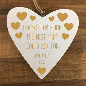 Personalised Engraved Wooden Heart, Happy Mothers Day, Love, Thank you, Best Mum, Gift, Any Engraving, Any occasion