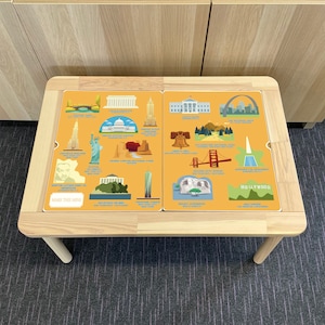 Kids America landmark Table Top STICKER ONLY Compatible with IKEA Flisat Tables