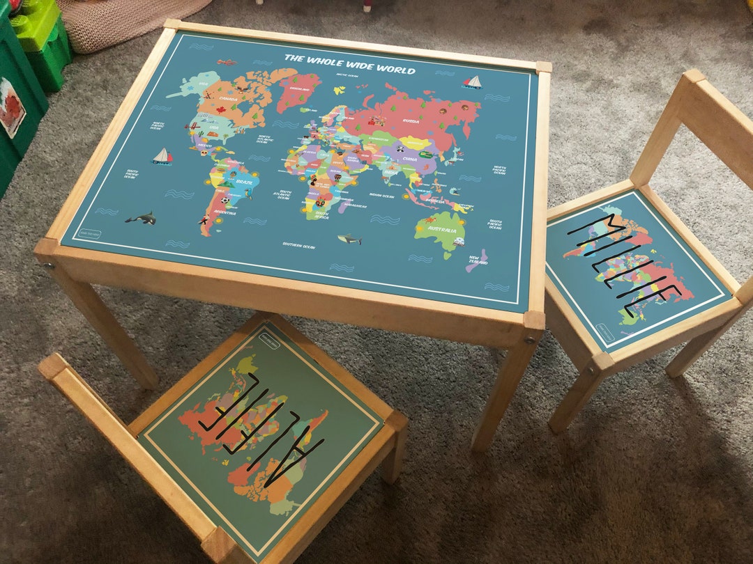 Personalised Children's Ikea LATT Wooden Table and 2 Chairs Printed