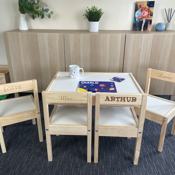 Personalised Childrens Kids Ikea Table and 4 Chairs, Any Name per chair