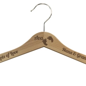 Personalised Engraved Child&#39;s Coat Hangers, Christening, New Born, Baby Shower