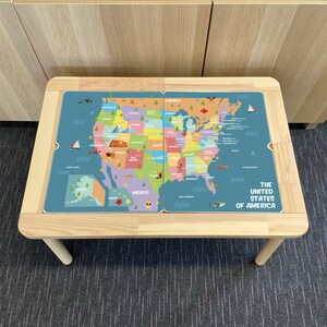 Kinder Amerika Karte Tischaufkleber nur kompatibel mit IKEA Flisat Tische