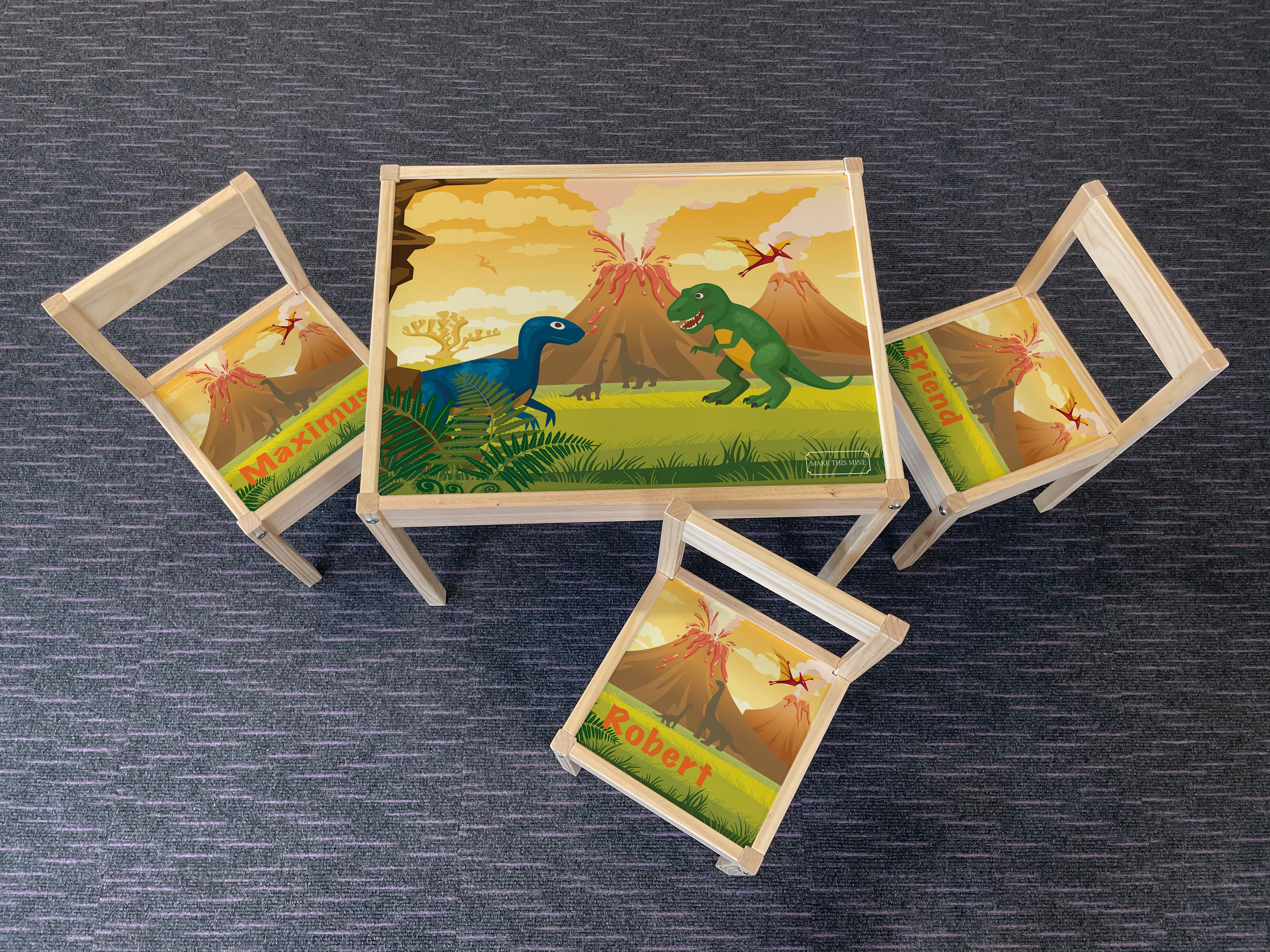 Personalised Children's Ikea LATT Wooden Table and 3 Etsy