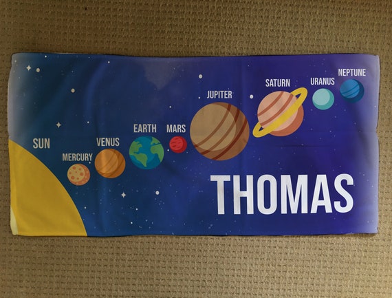 Toalla microfibra personalizada para niños Planet Solar Etsy España