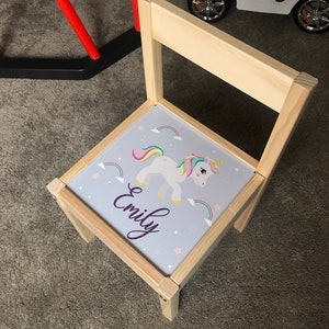 Autocollant personnalisé pour enfants uniquement pour Ikea LATT chaise en bois licorne étincelle arc-en-ciel étoile jouer carte tapis enfants filles amis garçons famille