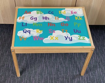 Personalised Children/'s Ikea LATT Wooden Table and 4 Chairs Printed Space Astronaut Planets Solar System Rockets Play Map Mat Kids Girl Boy