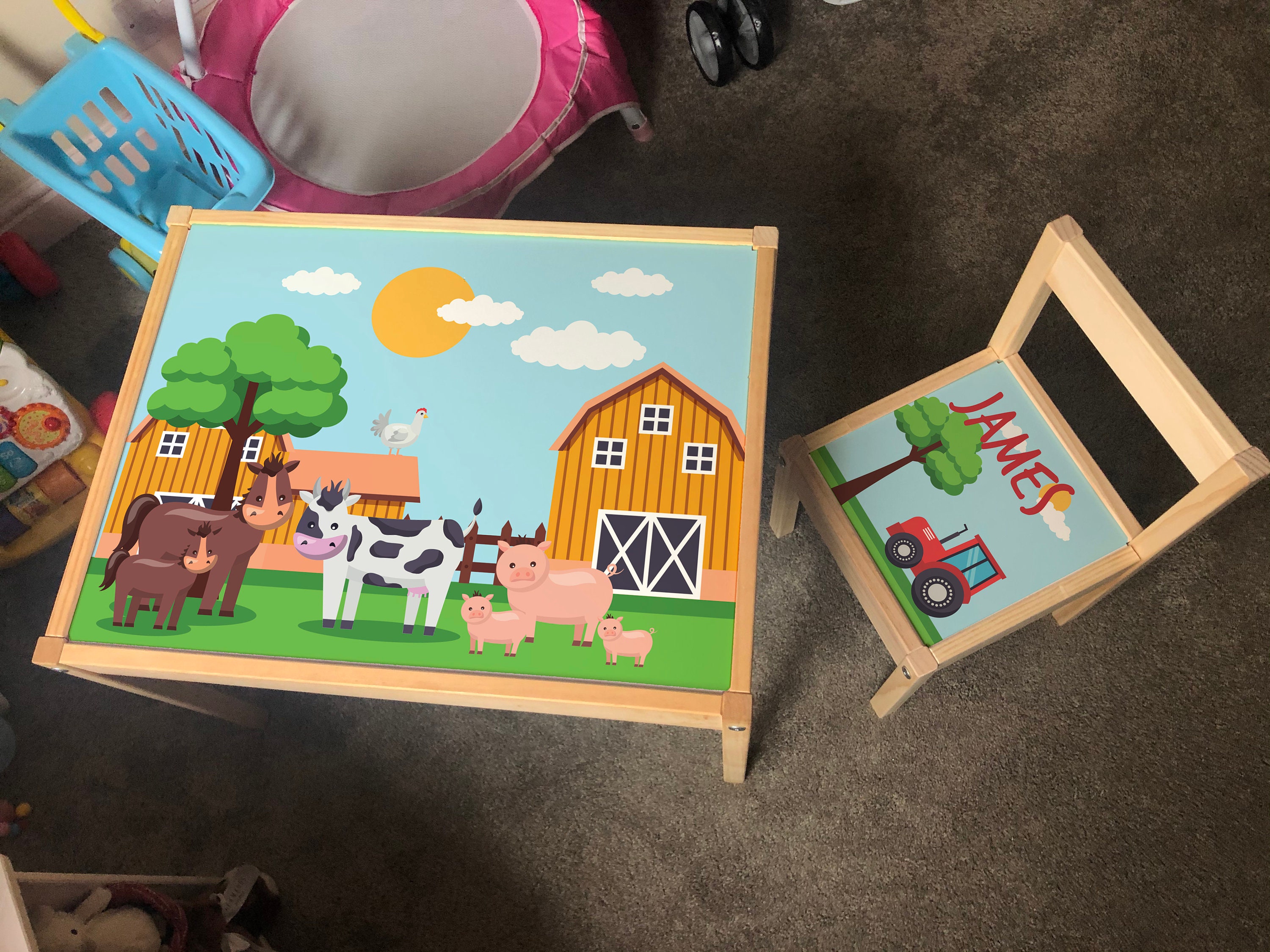 Personalised Children's Ikea LATT Wooden Table and 1 Chair Etsy