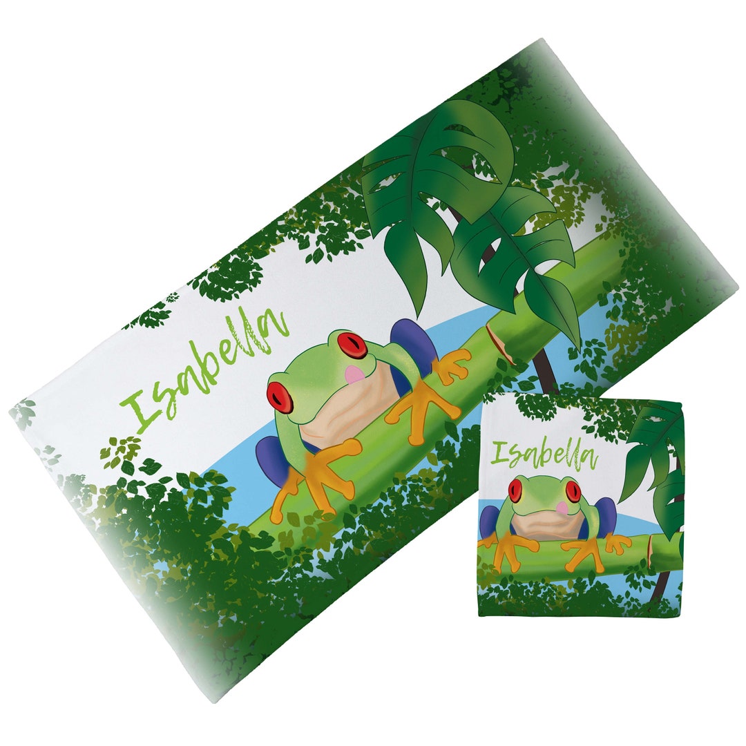 Personalised Children's Towel & Face Cloth Pack Frog Etsy