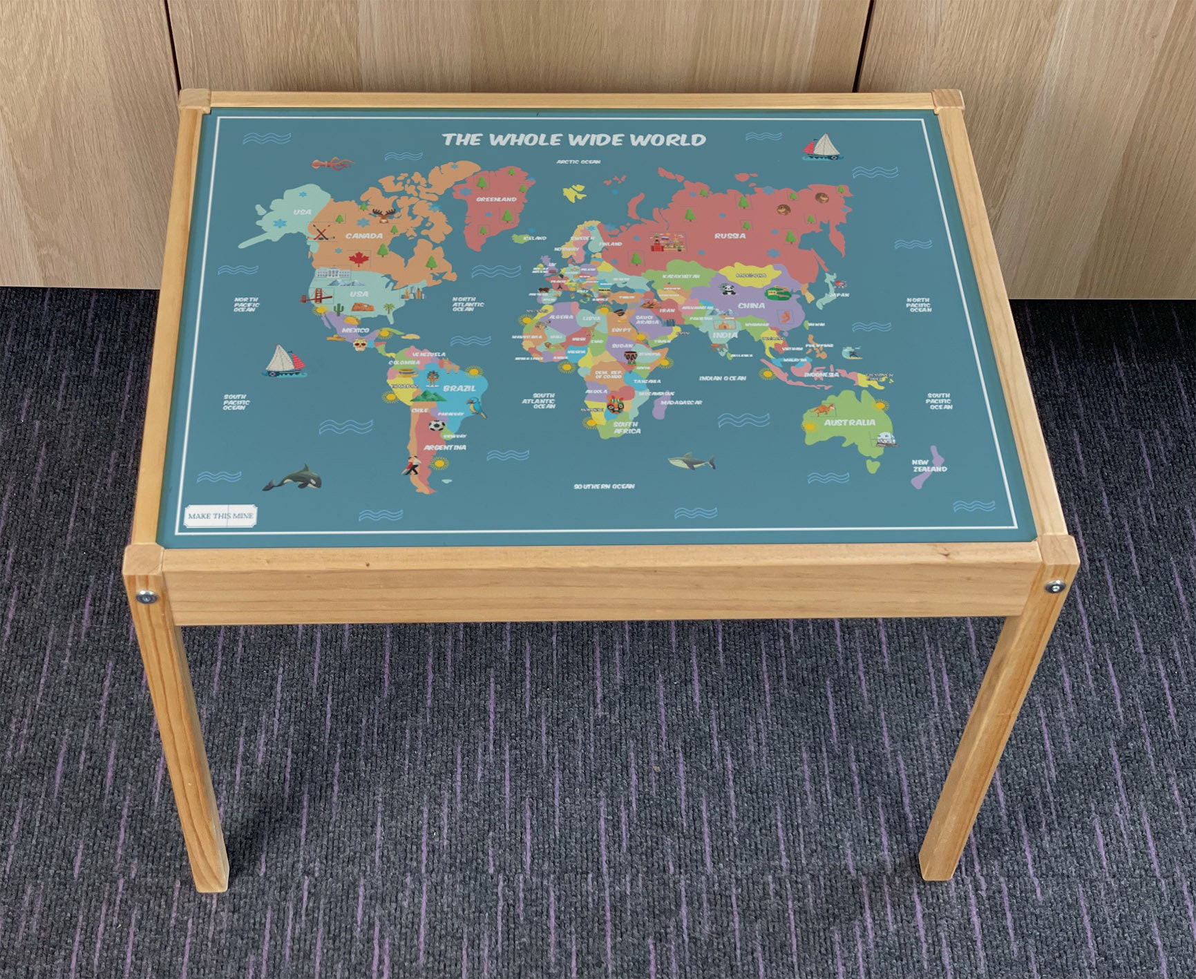World Map Table Etsy