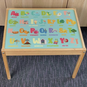 Kids Object Alphabet Table Top STICKER ONLY Compatible with IKEA Latt Tables - Wipe-clean fun and educational designs!
