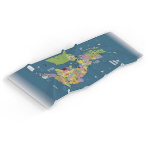 Toalha de microfibra personalizada para crianças com mapa do Reino Unido, fofa, infantil 50 x 100 cm, qualquer nome, colorida, banho, praia, algodão