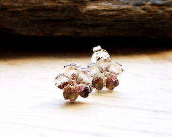 Earrings, stud earrings, ear jewellery, flower, silver, flower, 1 pair,