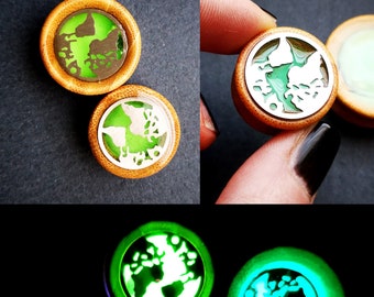 Wooden plug, world, noctilucent, color selection, handmade