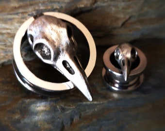 Tunnel, threaded plug, skull, gothic