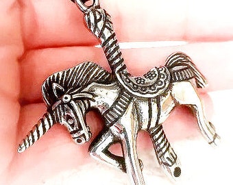 Cadena unicornio, cadena de cuero con colgante de acero inoxidable sólido, boho, aspecto 3D,