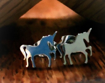 Earrings, stud earrings, stainless steel, unicorn, horse, stainless steel earrings