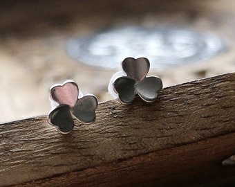 Earrings, stud earrings, ear jewellery, 925 sterling silver, cloverleaf,