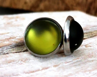 Earrings, stud earrings, stainless steel earrings, stainless steel, sweet, pistachio