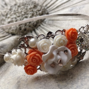decorated headband, cabochon, flower, roses,