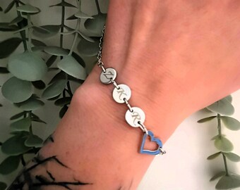 Personalized stainless steel bracelet initials jewelry for your mother partner girlfriend...