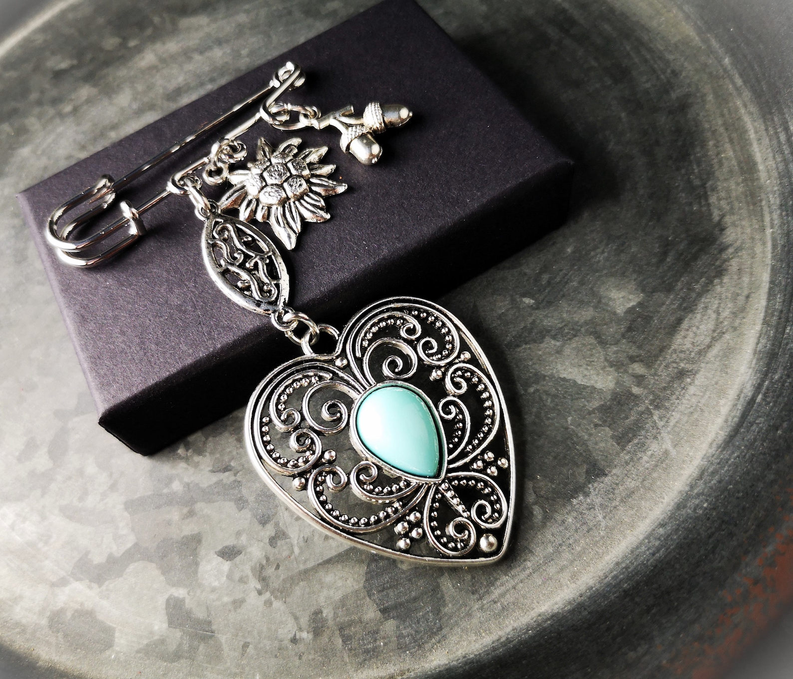 Brooch, pin, badge, charivari brooch, traditional jewelry