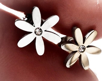 Earrings, ear studs, stainless steel, flowers,