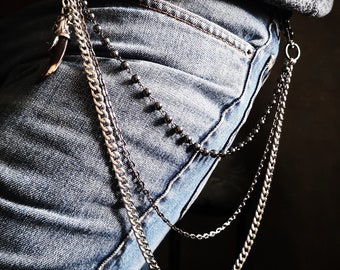 3 row trouser chain, key chain, wallet chain