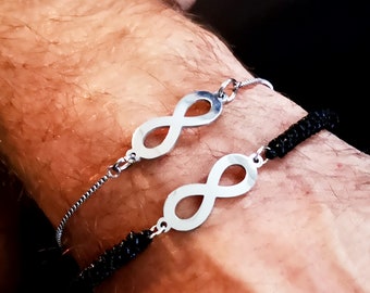 Bracelet, infinity, length flexible, friendship bracelet, unisex, macame or stainless steel bracelet