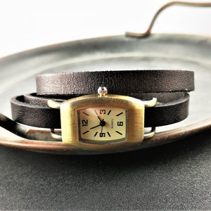 Wrist watch, wrap watch, leather watch, leather bracelet, vintage style image 4