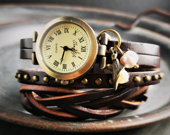 Wrist watch, wrap watch, leather watch, romance