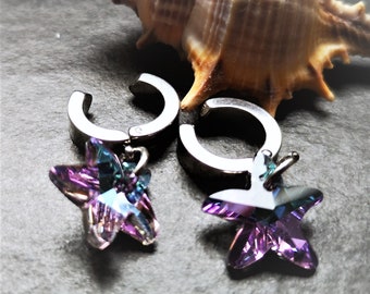 Earrings, drop earrings, stainless steel earrings, hoop earrings, clips, starfish