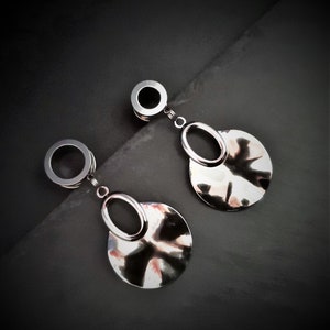 Tunnel with pendant, modern design, plug, ear tunnel, stainless steel