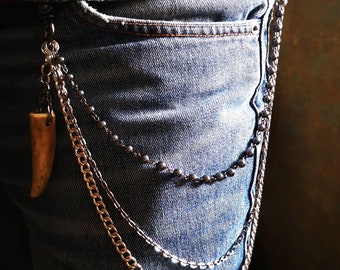 3 row trouser chain, key chain, wallet chain