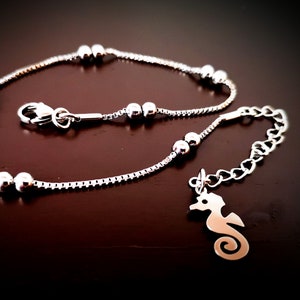 Anklet, stainless steel, seahorse, anklet image 1