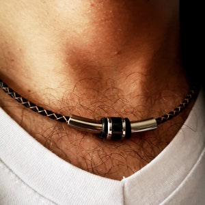 Chain, leather, stainless steel, unisex, choice of colors
