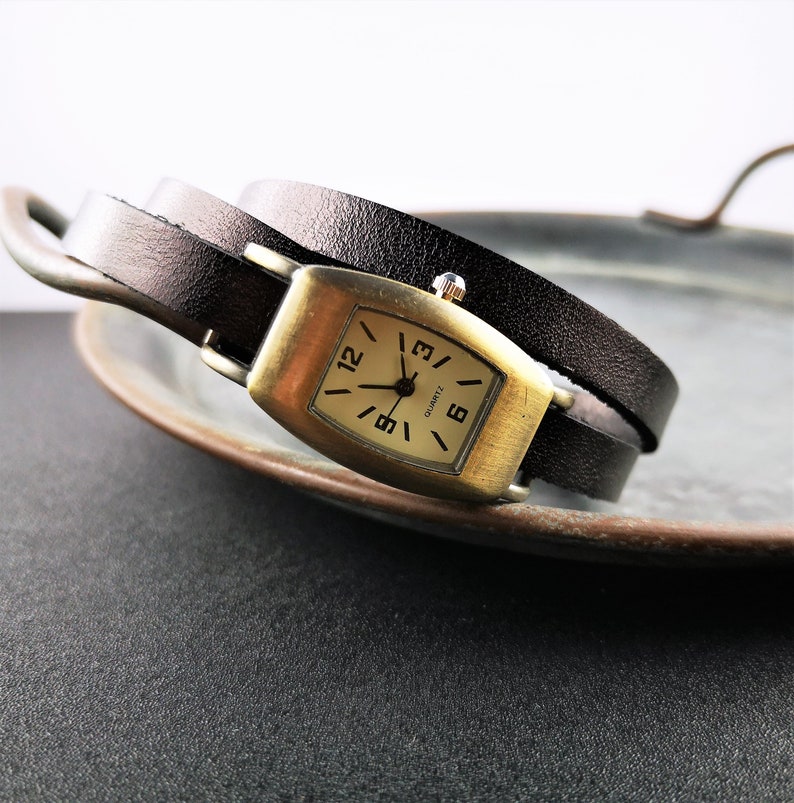 Wrist watch, wrap watch, leather watch, leather bracelet, vintage style image 5