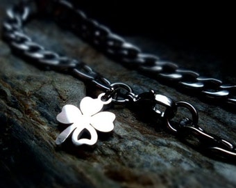 Bracelet, stainless steel, luck, shamrock,