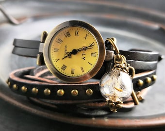 Armbanduhr, Wickeluhr, Lederuhr, wish