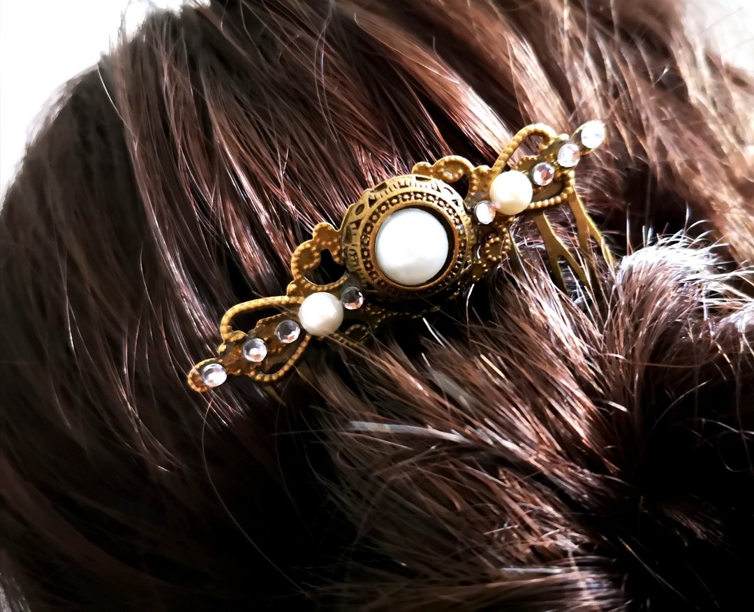 4 Pettini Per Capelli Dorati A Forma Di Ape, In Metallo, Vintage, Tensione Regolabile