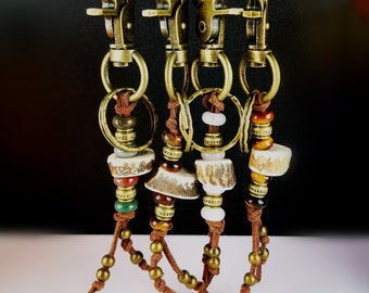 Keychain, bag hanger, horn and stone