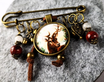 Brooch, pin, badge, Charivari brooch, traditional jewelry